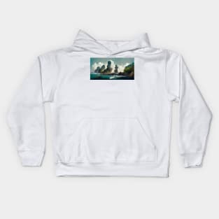 Rocky Cliffs Down by the Ocean Kids Hoodie